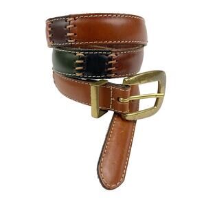 Fossil Stitched Patchwork Leather Belt Size Large